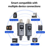 1 Pair Microphone Wireless System UHF DSP Transmitter &amp;Receiver with Mic/Line 2 Modes Built-in Lithium Battery for Condenser Mic