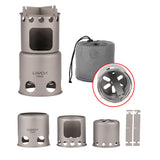 Lixada Portable Camping Wood Stove Folding Lightweight Titanium Wood Burning Backpacking Stove for Outdoor Hiking Cooking Picnic
