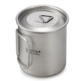 Lixada 900ml Titanium Cup Pot Ultralight Portable Cup Hanging Pot with Lid and Foldable Handle Outdoor Camping Backpacking