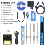 SEQURE Electric Soldering Iron with OLED Digital Intelligent Soldering Iron Kit with 45W PD Power Adapter and 4 Iron Heads EU