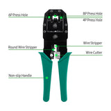 Network Cable Tester Kit Network Wire Strippers&amp;Cable Tester&amp;Stripping Wire Cutter&amp;Modular Plug with Storage Pouch