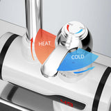 Stainless Steel Electric 360 Degree Rotation LED Fast Instant Faucet Tap Cold Hot Water Heater Safe Kitchen Under Inflow Sliver