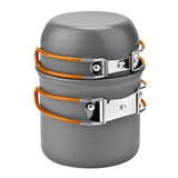 Outdoor Camping Cookware Set Portale Tableware Cooking Travel Cutlery Utensils Pot Pan Hiking Picnic Tools Orange Handle