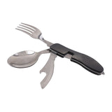 4 In 1 Outdoor Tableware Set Camping Cooking Supplies Stainless Steel Spoon Folding Pocket Kits Home Picnic Hiking Travel Tools