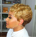 Wig ladies short hair hand-wrap synthetic fiber wig headgear pixie wig