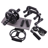 7pcs AB Wheel Roller Jump Rope Resistance Band Push Up Stand Hand Grip With Knee Pad Home Gym Fitness Muscle Exercise Training
