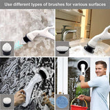 Electric Cleaning Brush Waterproof Cleaner Rotating Scrubber Cleaning Brush Bathroom Cleaning Tools Set EU Plug