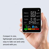 Air Quality Detector CO2 Tester with Carbon Dioxide PM2.5 TVOC HCHO Value Electricity Quantity Temperature Humidity Backlit LCD