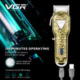 Professional Full Metal Hair Trimmer LED Barber Salon Hair Clipper For Men Electric Haircut Rechargeable Hair Cutting Machine