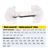 51PCS 52 PCS Set Screw Thread Pitch Cutting Gauge Tool Centre Gage Inch Metric 55/60 Degree Sliver