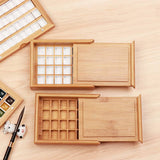 Empty Bamboo Paint Palette With Lid Portable Watercolor Paint Tray Storage Box With 24/36 Half Pans for Painting Art Supplies