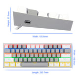 K617 Rainbow USB Mini Mechanical Gaming Keyboard Blue Switch 61 Keys Wired detachable cable,portable for travel