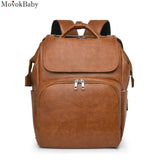 PU Leather Mommy Backpack Portable Large Capacity Diaper Bag Changing Maternity Bag Foldable Travel Bed For Mom Baby Outdoor