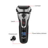Waterproof  Shaver Razor  3D Triple Floating Blade Beard Trimmer  USB Rechargeable Shaving Machine Barbeador LED Display