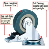 4PCS 2 inch Heavy Duty Casters Lockable Bearing Caster Wheels with Brakes Swivel Casters for Furniture and Workbench