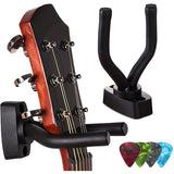 6 Pcs Acoustic Guitar Wall Mount Hanger Hook, Guitar Hanger Black Hanging Head Guitar Holder for Guitars, Bass, Ukulele