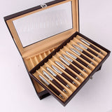 24 Pen Fountain Wood Display Case Holder Wooden Pen Box Storage Collector Organizer Box