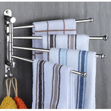 2/3/4/5 Rod Bathroom Towel Rack Punch-Free Rotating Towel Rack With Hook Rotatable Kitchen Bathroom Hanger 304 Stainless Steel
