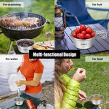 TOMSHOO Stainless Steel Sierra Cup Bowl with Mesh Strainer Colander and Lid for Camping Hiking Backpacking Cups Picnic Cookware