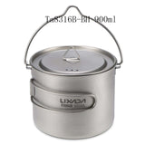 Lixada 900ml Titanium Cup Pot Ultralight Portable Cup Hanging Pot with Lid and Foldable Handle Outdoor Camping Backpacking