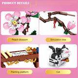 Decorative Flowers Peach Blossom Bouquet Building Blocks Romantic Peach Blossom Assembly Diy Model BricksToys Home Decor Gift