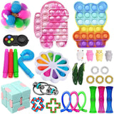 Popite Dimple Fidget Toys Set Box Pushs Bubble Fidget Toys Pack Children Adult Sensory Popete Game Kit Stress Reliever Toy