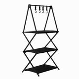 Outdoor Camping Cups Bowls Folding Drying Rack Hung Shelf With Hook Aluminum Alloy Bracket Picnic BBQ Tableware Cookware Storage