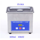 Mini Digital Ultrasonic Cleaner Metal Basket Washing Jewelry Watches Dental PCB CD 600ml 35W 40kHz Cleaner Bath