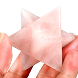 Natural Rose Quartz Crystal Merkaba Star 8 Points Chakra Reiki Healing Meditation Stimulating Stone Acupoint Massage Health Care