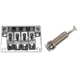 1 Pcs Mono Long Input Output Threaded Guitar Barrel Jack 1/4 Inch &amp; 1 Set 4-String Chrome Hard-Tail Adjustable Bridge