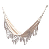 Camping Pure Double Hammocks Canvas Tassel Sleeping Outdoor Backyard Swing Beds for Home Garden Laying Accessories