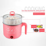 450W 1.8L Multifunction Stainless Steel Electric Cooker with Steamer Hot Pot Noodles Pot Rice Cooker Steamed Egg Pan Multicooker