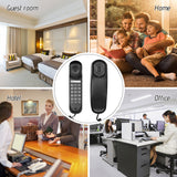 Telephone Wall Mountable Mini Desktop Corded Landline Phone Fixed for Home Hotel Office Bank Call Center