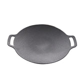 Cast Iron Wok Frying Cooking Round Grill Baking Tray BBQ Grill Outdoor Picnic Grilling Tool Cooking Device For Camping