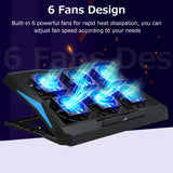 Foldable Laptop Cooler 6-fan Laptop Cooling Stand Low Noise with 6-level Adjustable Height Dual USB Ports Wide Compatibility