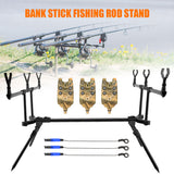 Retractable Carp Fishing Rod Stand Holder Fishing Pole Pod Stand w 3 Fishing Bite Alarms Fishing Bait Swinger Fishing Tackle Set