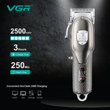 VGR professional all metal  LED display  hair trimmer for men electric barber hair clipper rechargeable hair cutting machine