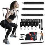 250LBS Resistance Bands Set with Workout Bar Exercise Band Fitness Stick Home Gym Bodybuilding Pilates Bar Kit Fitness Equipment