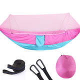 Outdoor Large Camping Hammock with Mosquito Net 2 Person Pop-up Parachute Lightweight Hanging Hammocks Tree Straps Swing Hammock