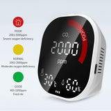 3in1 CO2 Temperature Humidity Monitoring Device Display Air Quality Detector Brightness Adjustment Over-limit Alarm Function