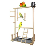 Parrots Wooden Stand Bird Play Activity Center Playground Ladder Perch Gym Swing Shelf Playpen Toy Birds Exercise Rack