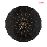 Vintage Umbrella 16 Bone Light Aluminum Alloy Rainy Solid Folding Windproof Large Umbrella Men Rain Women Gift Parasol