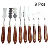 9pcs Painting Knife Lightweight Super-Thin Painting Scraper For Acrylic Oil Painting Stainless Steel Spatula Color Mixing Tool