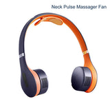 Portable Neck Fan Pulse Massager Hands Free Personal Bladeless Fans USB Rechargeable Neck Hang Fan Wearable Neck Massage Fan