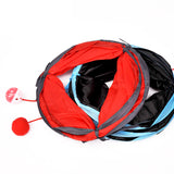 Foldable Pet Cat Toy Tunnel ring paper two-way tunnel with hanging two balls for cat Kitten playing Funny drill bucket 8 colors