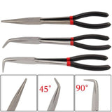 Hot 3Pcs Multifunctional Steel 11 Inch Long Needle Nose Pliers Curved Nose Pliers Auto Repair Tools