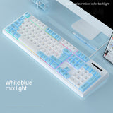 Pink Blue Gaming Keyboard Mechanical Feel Wired USB RGB Backlit Color Matching 104 Keys Keyboards for PC Home Office Gamer