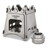 Lixada Outdoor Compact Folding Titanium Wood Stove Portable Ultralight for Camping Cooking Picnic Travel with Mini Alcohol Stove