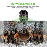 110° Wide Angle Hunting Camera 2.0" LCD Display Waterproof Game Camera 24MP 1080p HD Video 100ft. Range Detection Trail Camera