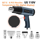 220V 2000W Advanced Hot Air Gun Temperatures Adjustable Digtal Display With 6pc Nozzles Electric Heat Gun